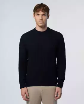 Мужской свитер косой вязки с круглым вырезом North Sails, темно-синий