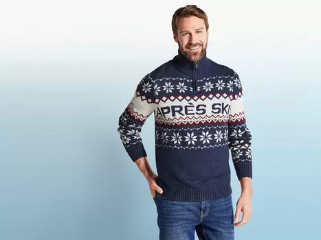 Мужской свитер Livergy с норвежским узором, темно-синий