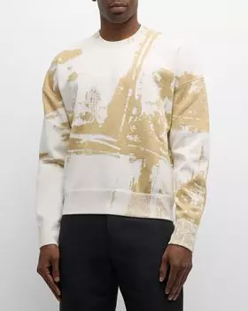 Мужской свитер металлик с заниженными плечами Alexander McQueen, цвет Gold Multi