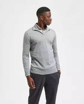 Мужской свитер на молнии 100% хлопок Selected, серый