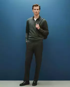 Мужской свитер на полумолнии Dustin, цвет Kaki