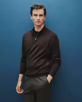 Мужской свитер на полумолнии Dustin, коричневый