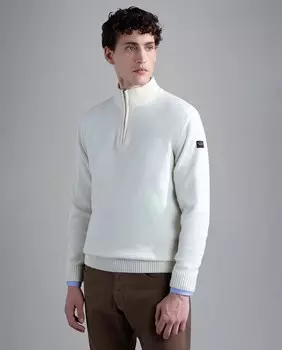 Мужской свитер на полумолнии Paul & Shark, бежевый