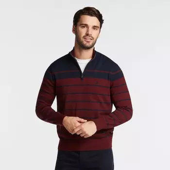 Мужской свитер Nautica Big & Tall в полоску с молнией четверти Navtech, цвет Royal Burgundy