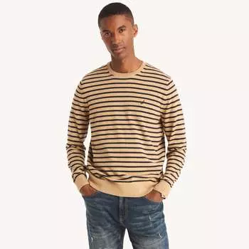 Мужской свитер Nautica Navtech Striped Crewneck, цвет coastal camel heather bro