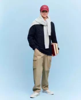 Мужской свитер Neps в рубчик с круглым вырезом Green Coast, темно-синий