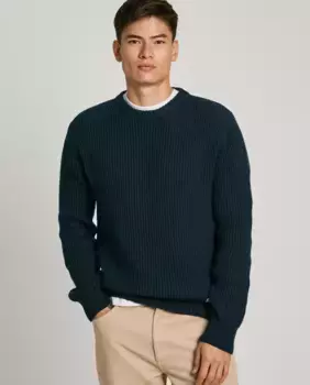 Мужской свитер обычного кроя с круглым вырезом Pepe Jeans, темно-синий