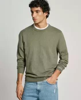 Мужской свитер обычного кроя с круглым вырезом Pepe Jeans, зеленый