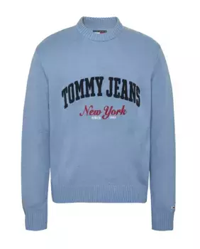 Мужской свитер обычного кроя с логотипом университета Tommy Jeans, синий