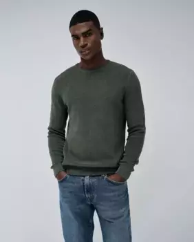 Мужской свитер однотонной вязки Salsa Jeans, зеленый