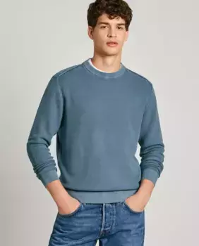 Мужской свитер пике, окрашенный в готовом виде Pepe Jeans, синий