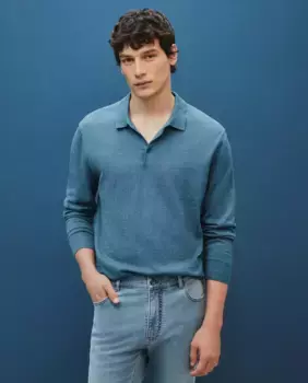 Мужской свитер-поло из хлопка и кашемира Dustin, светло-зеленый