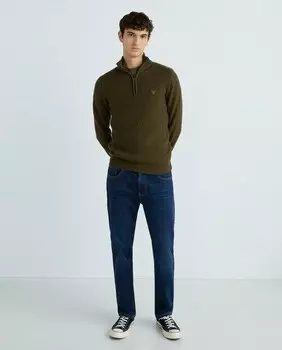 Мужской свитер полуоткрытого кроя Guess, зеленый