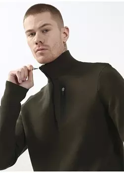 Мужской свитер приталенного кроя цвета хаки с высоким воротником Gmg Frenze