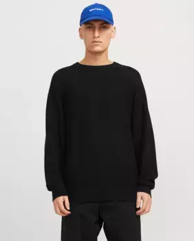 Мужской свитер простой вязки с круглым вырезом Jack & Jones, черный