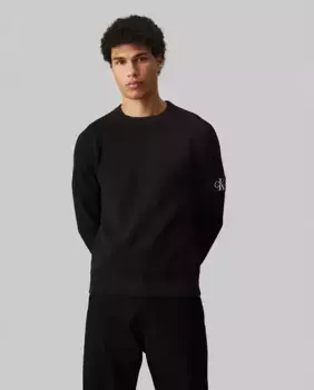 Мужской свитер рельефной вязки с монограммой Calvin Klein Jeans, черный