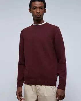 Мужской свитер с бордовой отделкой в рубчик Scalpers, бордо