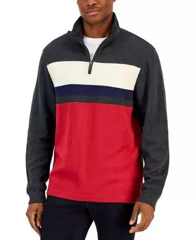 Мужской свитер с цветными блоками в французскую резинку и молнией на четверть, созданный для macy's Club Room, мульти
