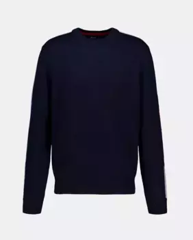 Мужской свитер с деталями на рукавах FACONNABLE, темно-синий