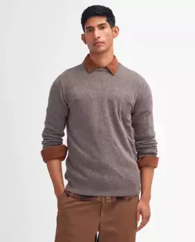 Мужской свитер с длинными рукавами и круглым вырезом Barbour, темно-серый