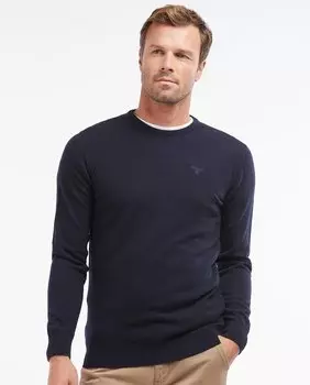 Мужской свитер с длинными рукавами и круглым вырезом Barbour, темно-синий