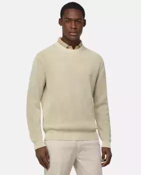 Мужской свитер с длинными рукавами из органического хлопка Boggi Milano, кремовый