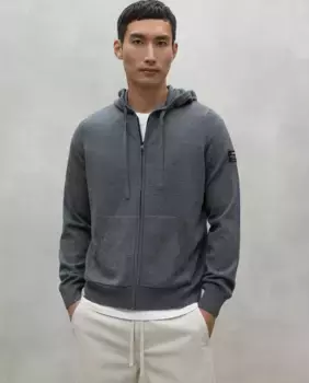 Мужской свитер с капюшоном и принтом на спине Ecoalf, серый