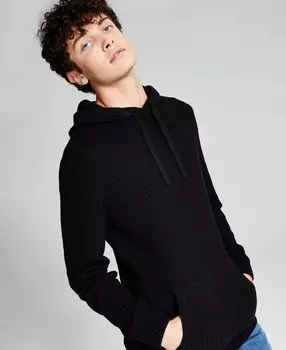 Мужской свитер с капюшоном из мягкой вязки с текстурой, созданный для macy's And Now This, черный