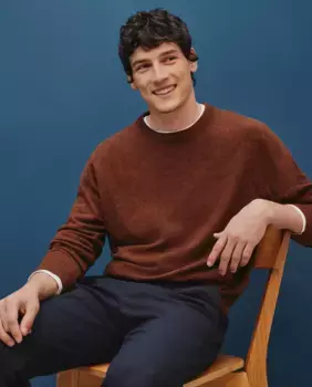 Мужской свитер с круглым вырезом 100% овечья шерсть Dustin, цвет Camel