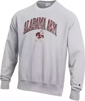 Мужской свитер с круглым вырезом Champion Alabama A&M Bulldogs серебристо-серый с обратным переплетением