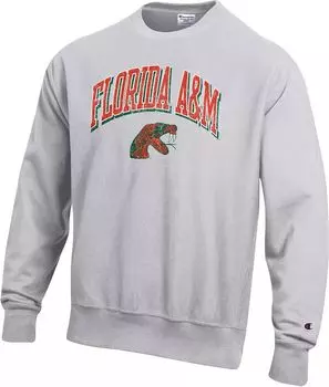 Мужской свитер с круглым вырезом Champion Florida A&M Rattlers серебристо-серого цвета с обратным переплетением