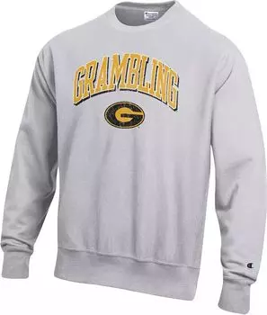 Мужской свитер с круглым вырезом Champion Grambling State Tigers серебристо-серого цвета с обратной переплетением