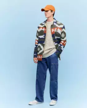 Мужской свитер с круглым вырезом и аранами Green Coast, цвет Natural