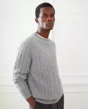 Мужской свитер с круглым вырезом и кашемировым кашемиром Emidio Tucci, серый