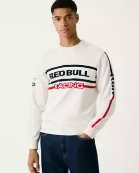 Мужской свитер с круглым вырезом и крупным вышитым логотипом Pepe Jeans, белый