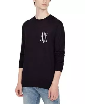 Мужской свитер с круглым вырезом и логотипом A|X Armani Exchange, синий