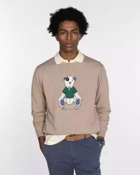 Мужской свитер с круглым вырезом и рисунком спереди Harper & Neyer, серый