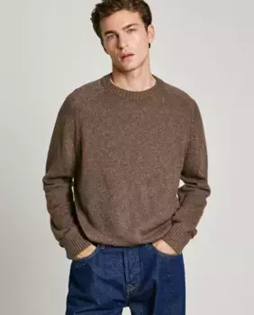 Мужской свитер с круглым вырезом и рукавами реглан Pepe Jeans, темно-коричневый