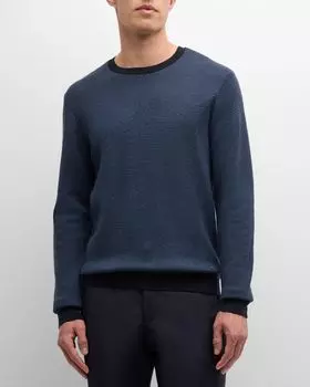 Мужской свитер с круглым вырезом и шевроном Emporio Armani, цвет Fancy Blue