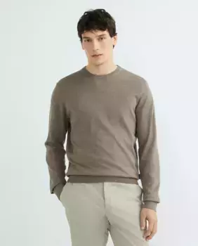 Мужской свитер с круглым вырезом из хлопка и шелка Faonnable, бежевый