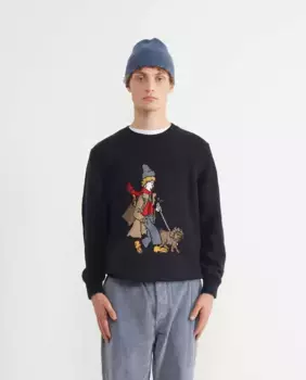 Мужской свитер с круглым вырезом из органического хлопка темно-синего цвета Edmmond Studios, тёмно-синий