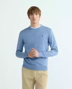 Мужской свитер с круглым вырезом из шелка и хлопка Hackett, синий