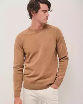 Мужской свитер с круглым вырезом из шерсти и кашемира Roberto Verino, цвет Camel