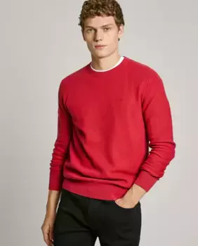 Мужской свитер с круглым вырезом из ткани пике Pepe Jeans, красный