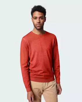 Мужской свитер с круглым вырезом из тонкой шерсти мериноса Pierre Cardin, оранжевый