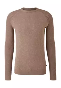 Мужской свитер с круглым вырезом QS, коричневый