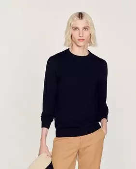 Мужской свитер с круглым вырезом Sandro, темно-синий