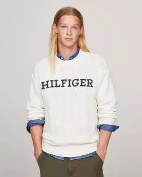 Мужской свитер с круглым вырезом Tommy Hilfiger, белый