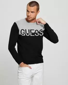 Мужской свитер с логотипом Guess, черный