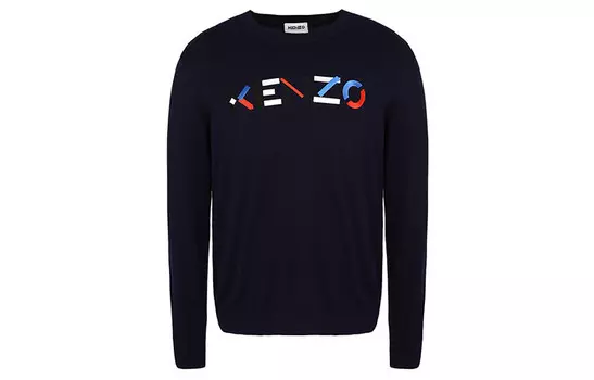 Мужской свитер с логотипом Letter, темно-синий Kenzo, темно-синий